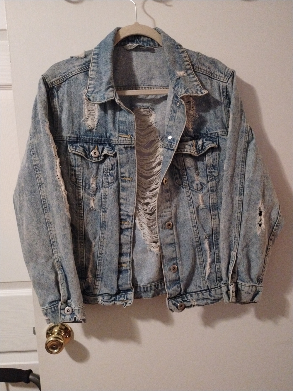 Light Wash Distressed Womans Denim Jacket